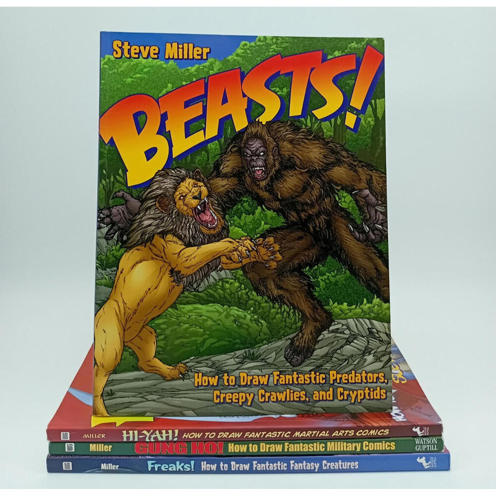 4x Steve Miller Books How to Draw Fantastic: Martial Arts/Beast/Creatures